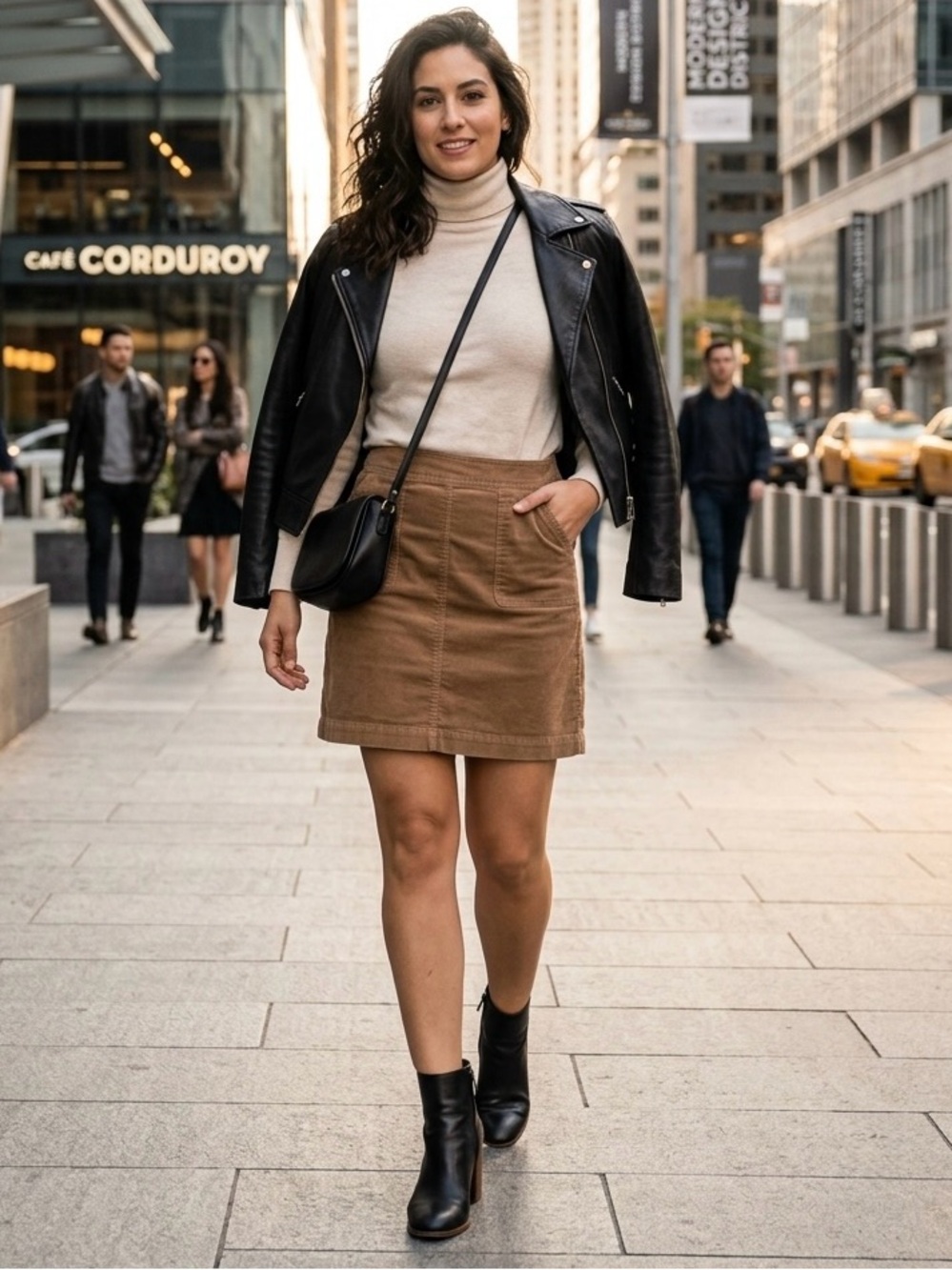 Talbots Tan Corduroy Mini Skirt with Front Pockets